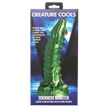 Load image into Gallery viewer,  Kinkies Playhouse Creature Cocks Cockness Monster Lake Creature Silicone Dildo Green
