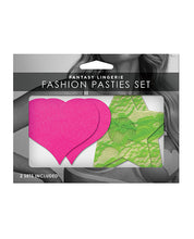 Load image into Gallery viewer, Neon Heart &amp; Lace Star Pasties
