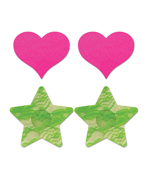 Neon Heart & Lace Star Pasties
